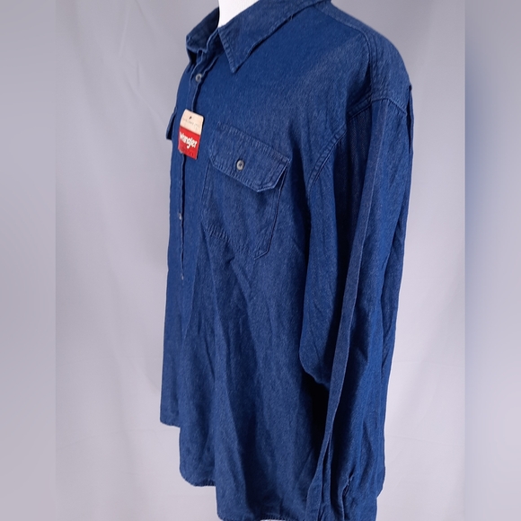 New Wrangler Authentics Long Sleeve Denim Work Shirt Men's 3X Button Up Ranch - Picture 6 of 13